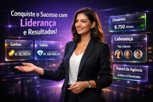 Imagem premium sobre como converter hostesses Chamet em agentes na chamet agency, mostrando liderança tecnológica e ambiente futurista profissional brasileiro.