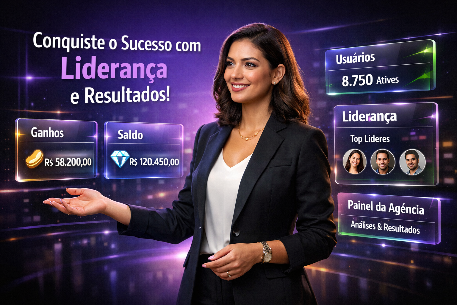 Imagem premium sobre como converter hostesses Chamet em agentes na chamet agency, mostrando liderança tecnológica e ambiente futurista profissional brasileiro.